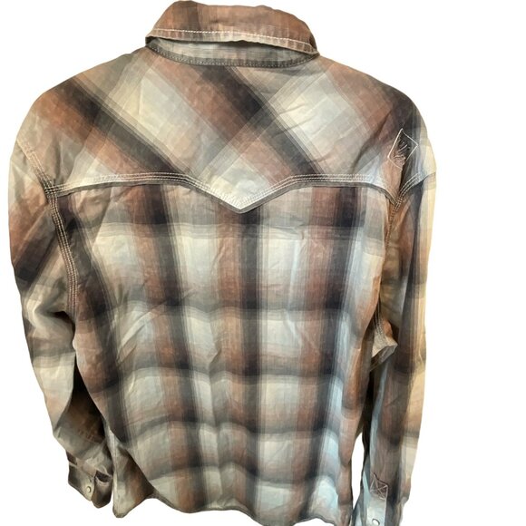 BKE Distressed Men's Long Sleeve Pearl Look Snap Buttons Size Large Athletic Fit - Picture 6 of 10